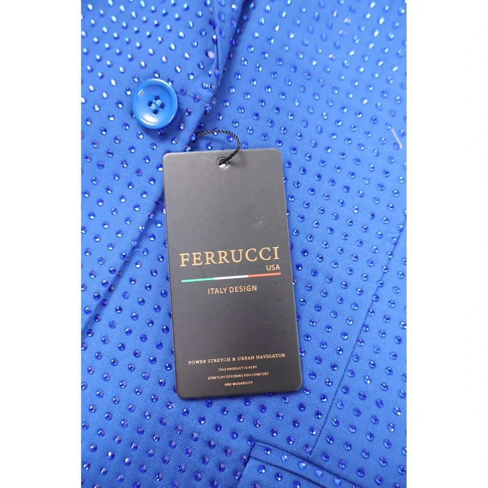 Royal Blue Rhinestone Embellished Ferrucci 2 Piece Suit ST-30  50J 44P NWT